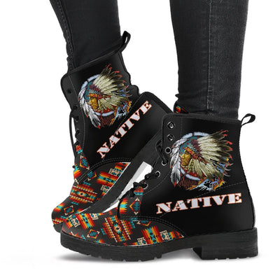 Black Pattern Native Leather Boots NBD