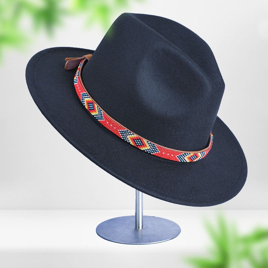 NACO Red Petals Pattern Beaded Hatband