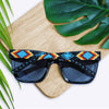 Dark Blue Pattern Handmade Beaded Sunglasses WCS