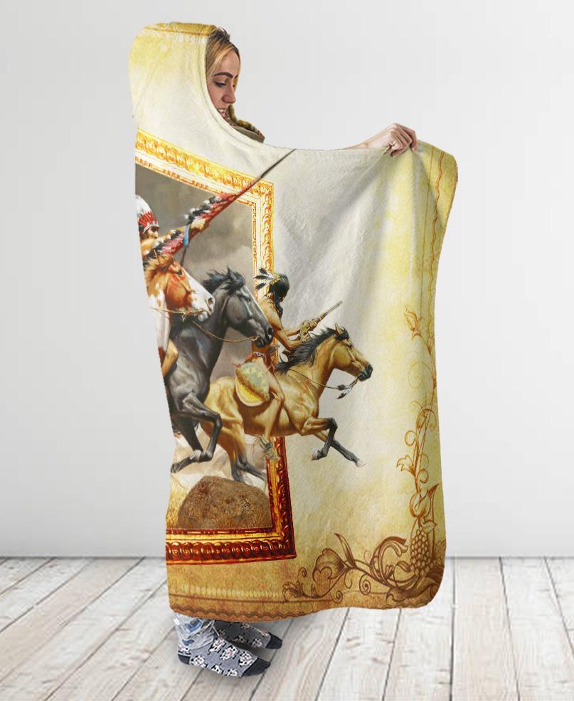 Native Warriors Art Hooded Blanket NBD