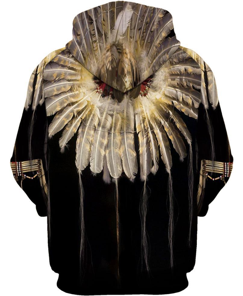 Black Pattern Feather 3D Hoodie
