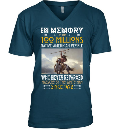 IN ΜΕΜORY OF THE 100 MILLIONS NATIVE AMERICAN PEOPLE WHO NEVER RETURNED MASSCRE BY THE WHITE MAN SINCE 1492