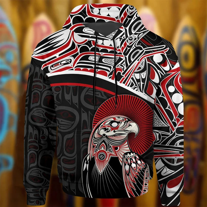 Eagle Pacific Northwest 3D Printed Hoodie Haida Art Style