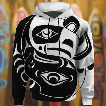 Native American Raven Spirit Hoodie Pacific Northwest Style Haida Art Raven 3D Hoodie