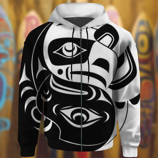 Native American Raven Spirit Hoodie Pacific Northwest Style Haida Art Raven 3D Hoodie