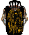 Wolf With Feather Headdress 3D Hoodie