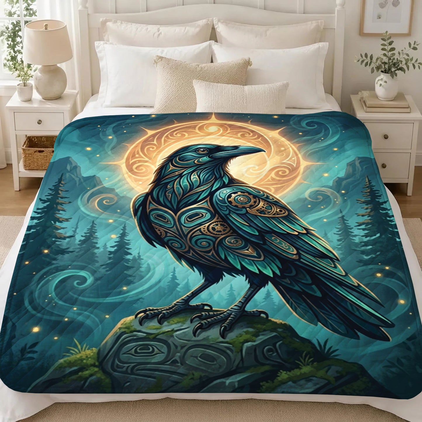 Native American Raven Art Premium Blanket