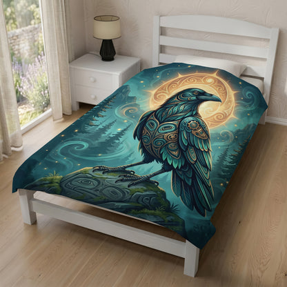 Native American Raven Art Premium Blanket