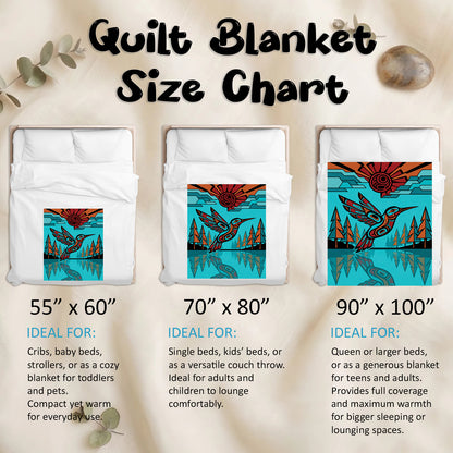 Turquoise Hummingbird Horizon Personalized Premium Blanket