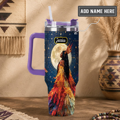 Moonlit Feather Grace Personalized Tumbler