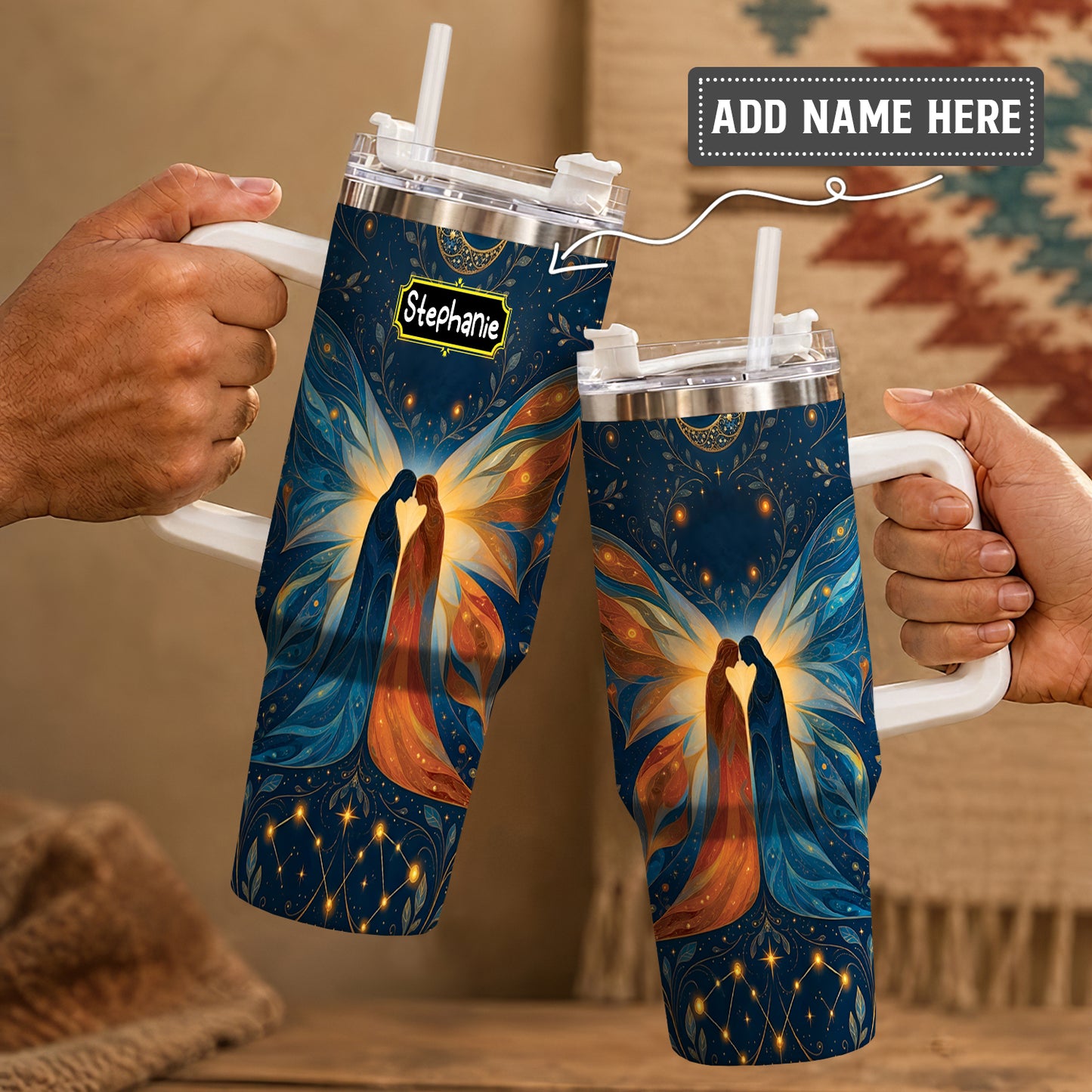 Twin Souls Embrace Personalized Tumbler
