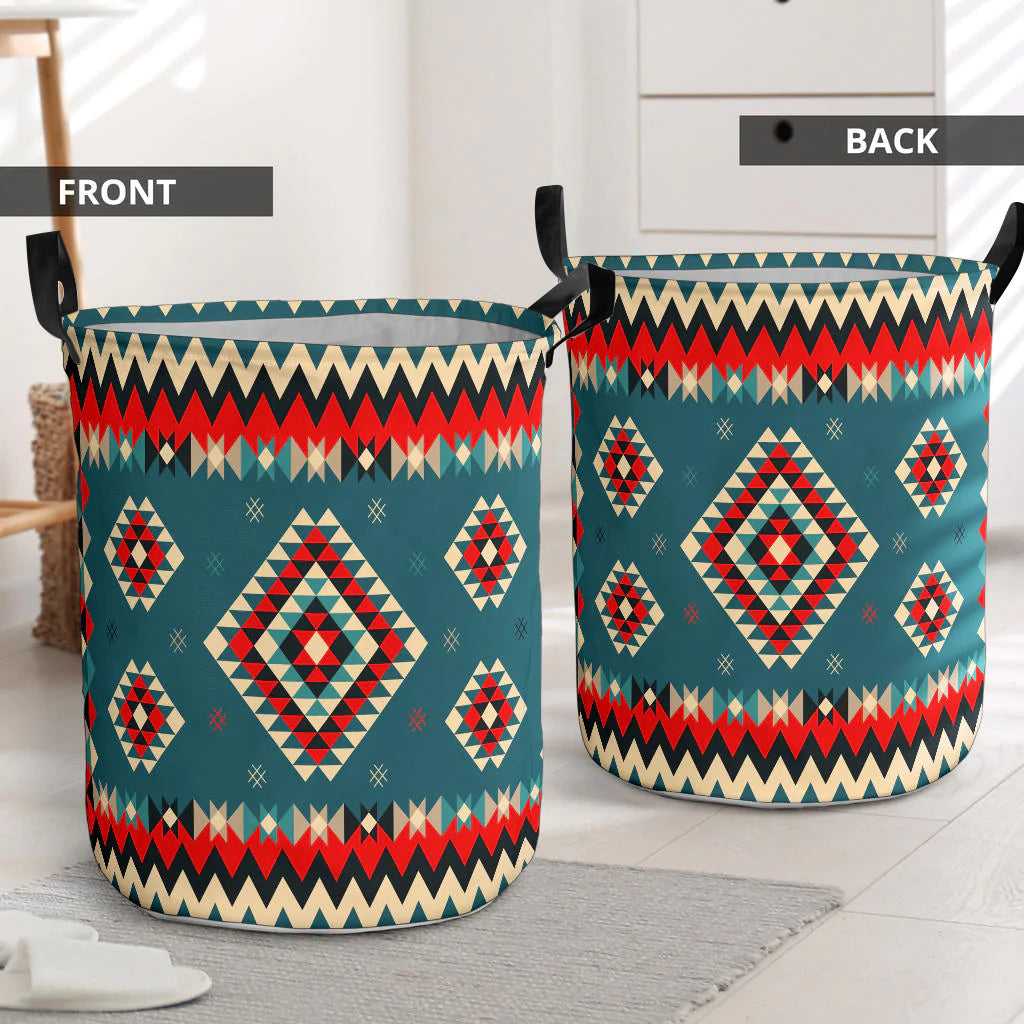 Ethnic Geometric Red Pattern Laundry Basket NBD