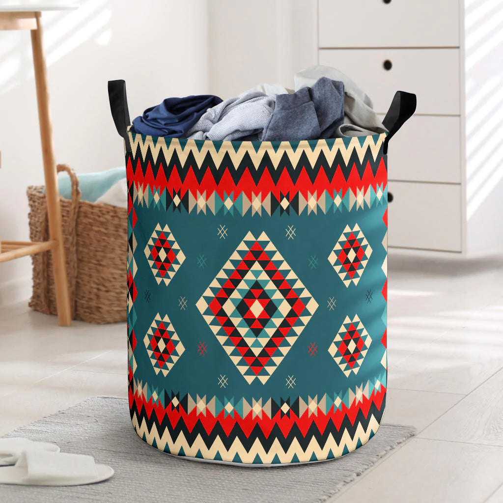 Ethnic Geometric Red Pattern Laundry Basket NBD