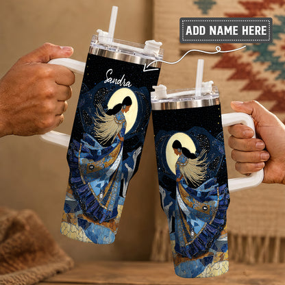 Moonlit Wolf Woman Personalized Tumbler
