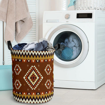 Ethnic Geometric Brown Pattern Laundry Basket NBD
