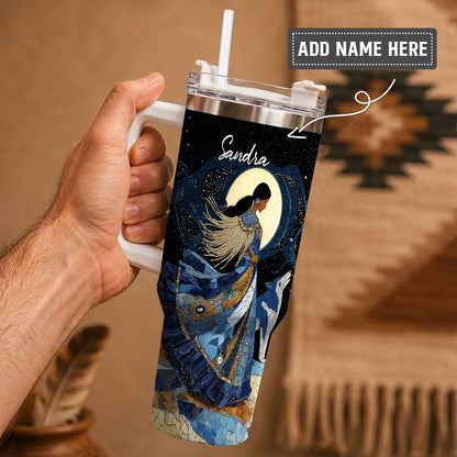 Moonlit Wolf Woman Personalized Tumbler