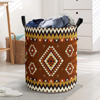 Ethnic Geometric Brown Pattern Laundry Basket NBD