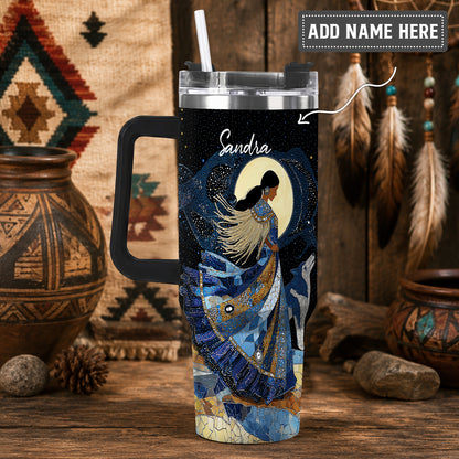 Moonlit Wolf Woman Personalized Tumbler