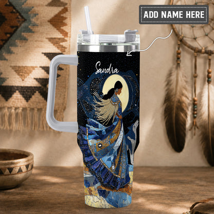 Moonlit Wolf Woman Personalized Tumbler