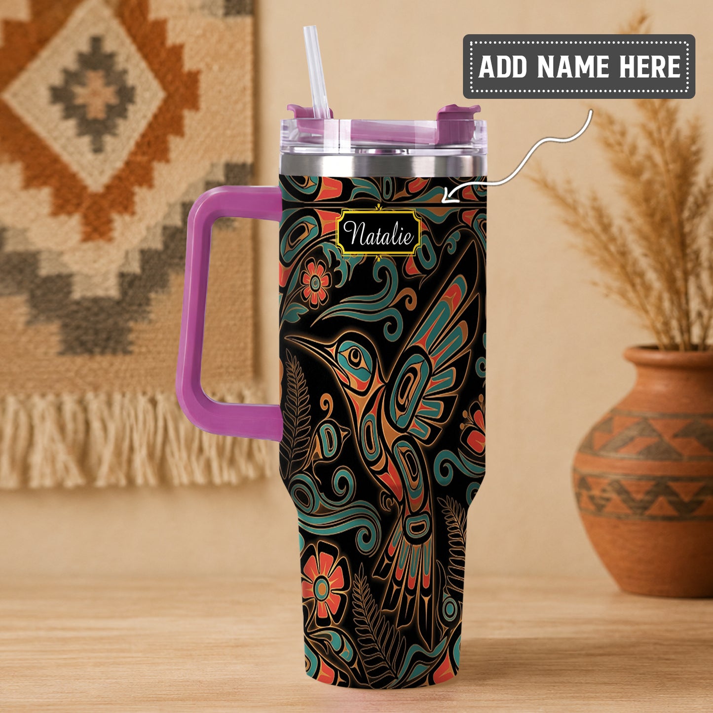 Hummingbird Garden Nocturne Personalized Tumbler