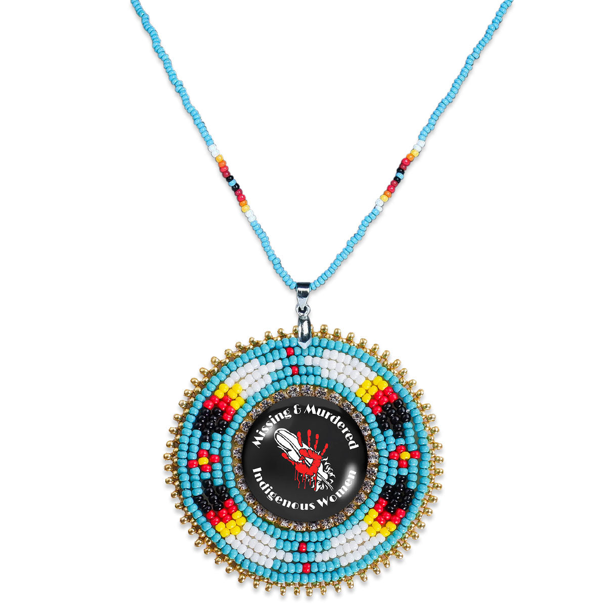 SALE 50% OFF - MMIW Feather Handmade Beaded Wire Necklace Pendant Unisex With Native American Style