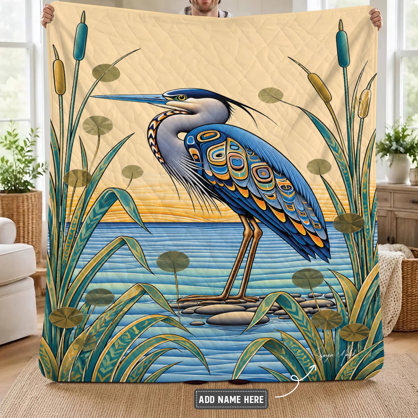 Spirit of the Heron Personalized Premium Blanket