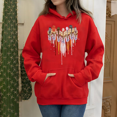 Native American Women Feather Heart Unisex Hoodie/Sweatshirt/T-Shirt