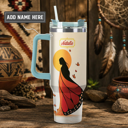 Amber Butterfly Woman Personalized Tumbler