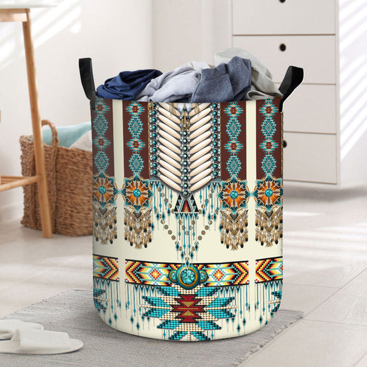 Turiquoise Native Indian Pattern Feather Beautiful Laundry Basket WCS
