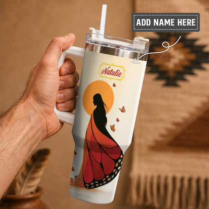 Amber Butterfly Woman Personalized Tumbler
