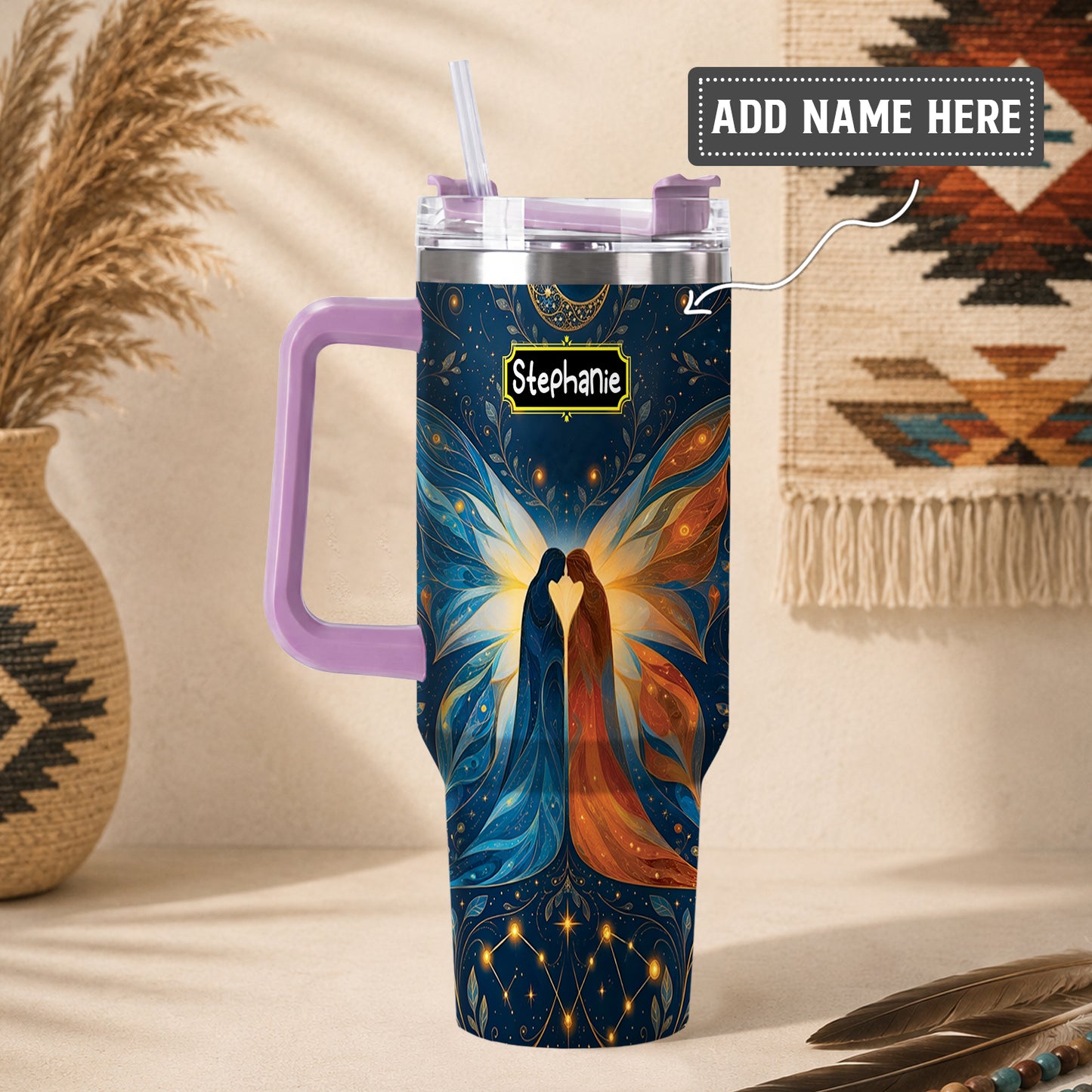 Twin Souls Embrace Personalized Tumbler
