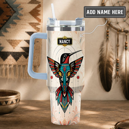 Hummingbird Solar Emblem Personalized Tumbler