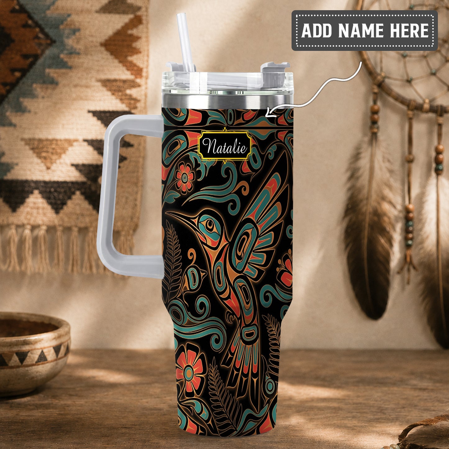 Hummingbird Garden Nocturne Personalized Tumbler