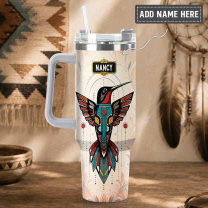Hummingbird Solar Emblem Personalized Tumbler