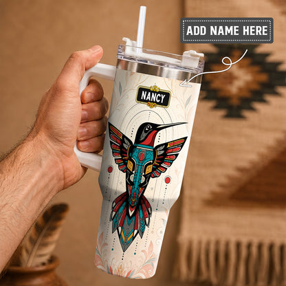 Hummingbird Solar Emblem Personalized Tumbler