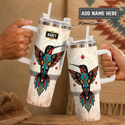 Hummingbird Solar Emblem Personalized Tumbler