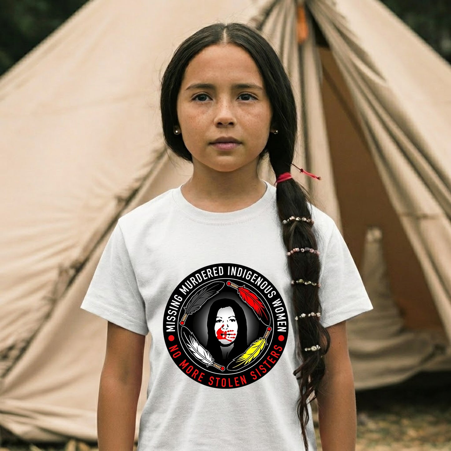 MMIW No More Stolen Sisters Feather Color Red Hand Unisex T-Shirt/Hoodie/Sweatshirt