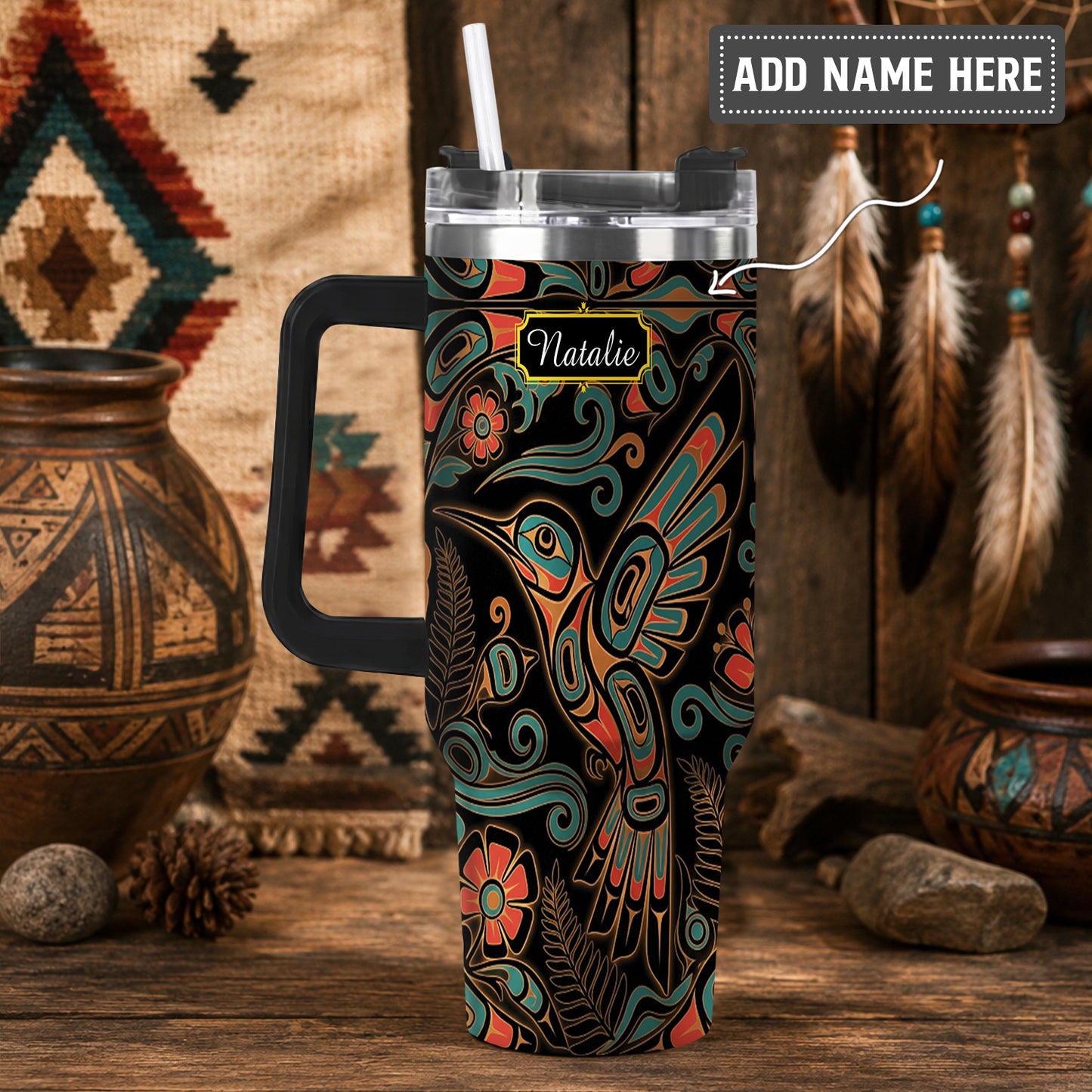 Hummingbird Garden Nocturne Personalized Tumbler