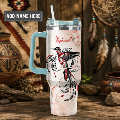 Crimson Hummingbird Elegance Personalized Tumbler