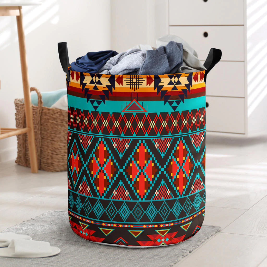 Dark Brown Red Pattern Laundry Basket NBD
