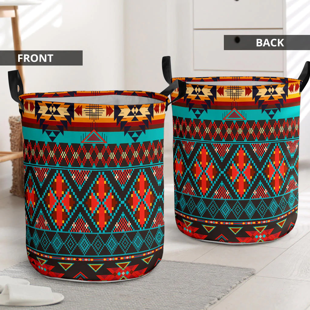 Dark Brown Red Pattern Laundry Basket NBD