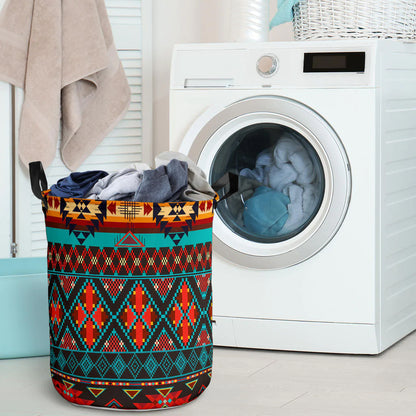 Dark Brown Red Pattern Laundry Basket NBD