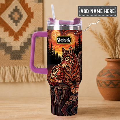 Moonlit Wolf Guardian Personalized Tumbler