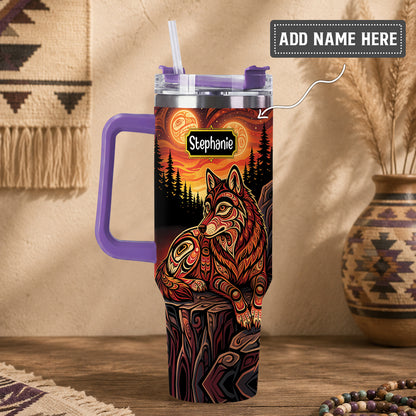 Moonlit Wolf Guardian Personalized Tumbler