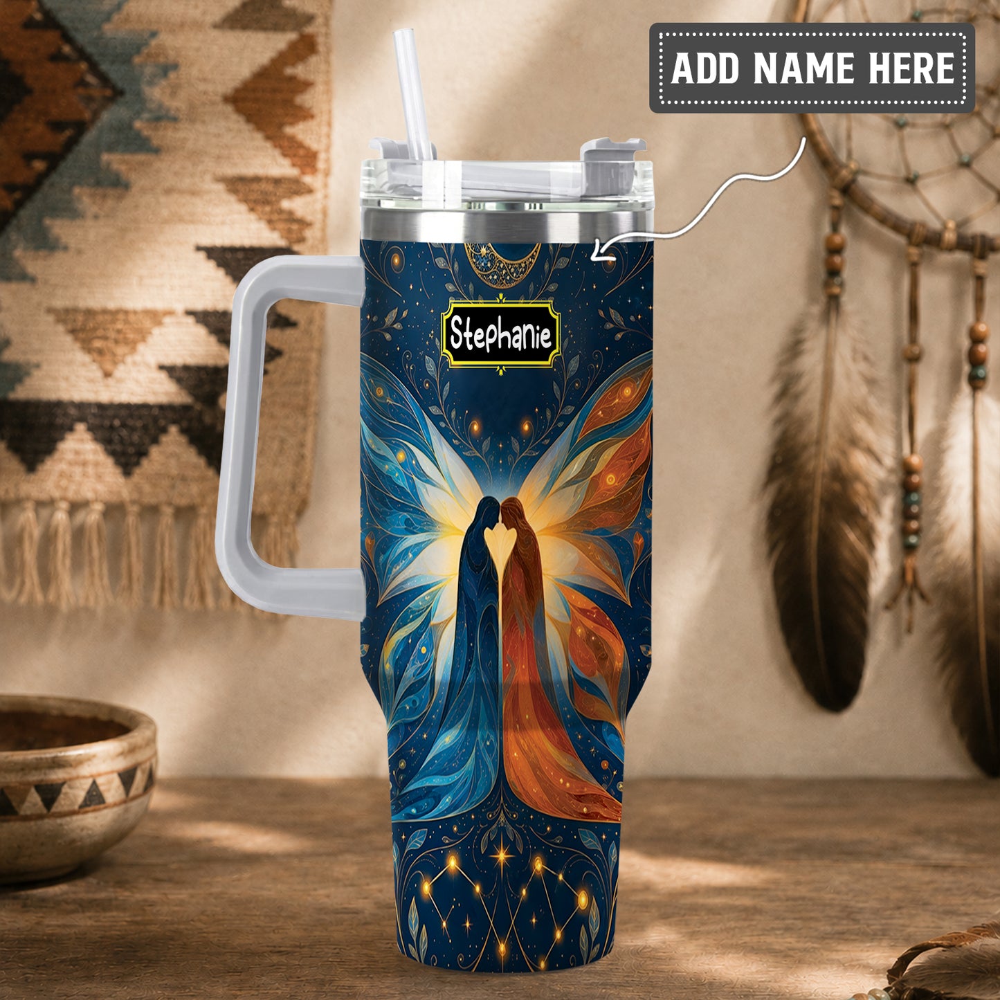 Twin Souls Embrace Personalized Tumbler