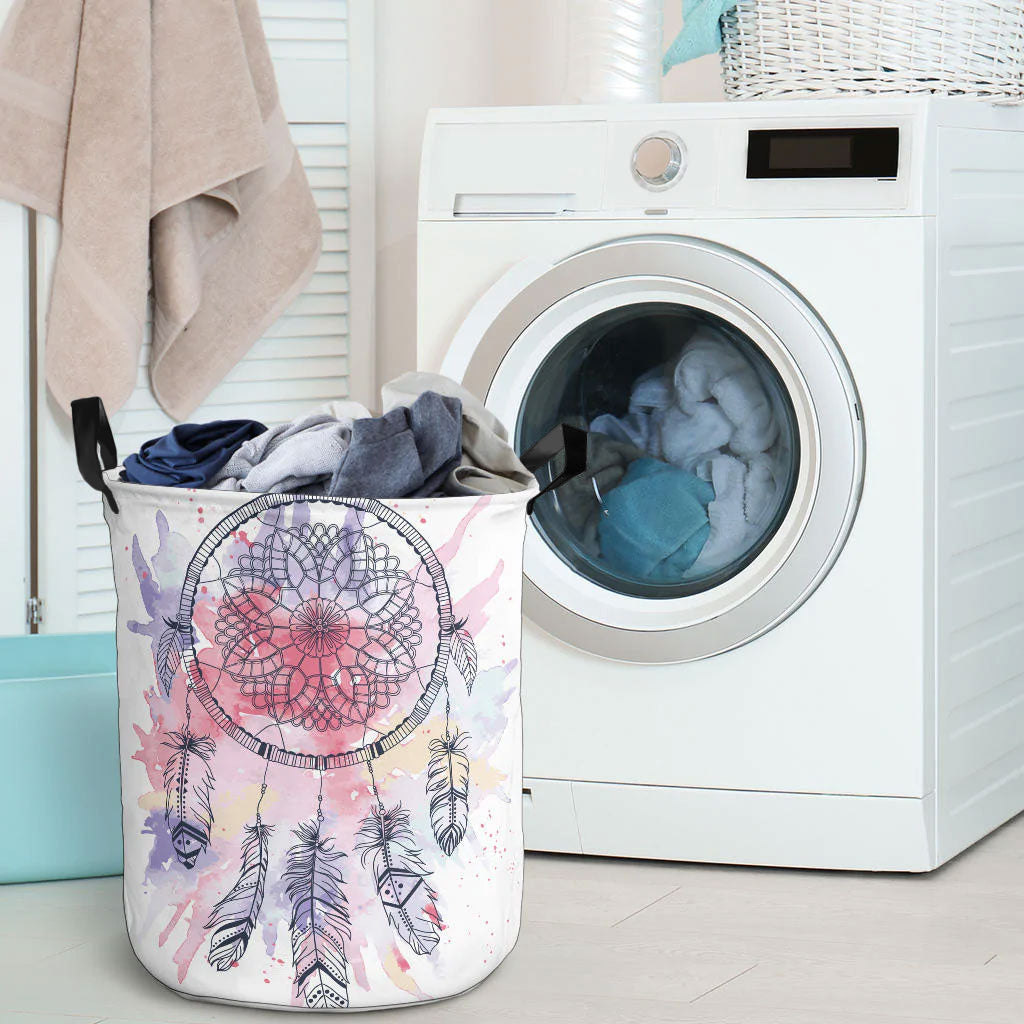 Pink Water Color Dream Catcher Laundry Basket WCS