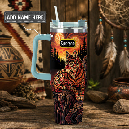 Moonlit Wolf Guardian Personalized Tumbler