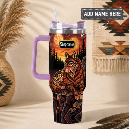 Moonlit Wolf Guardian Personalized Tumbler