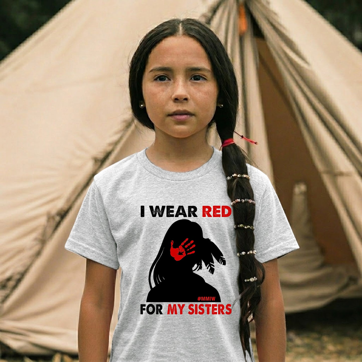MMIW I Wear Red For My Sister, No More Stolen Sisters Red Hand Unisex T-Shirt/Hoodie/Sweatshirt