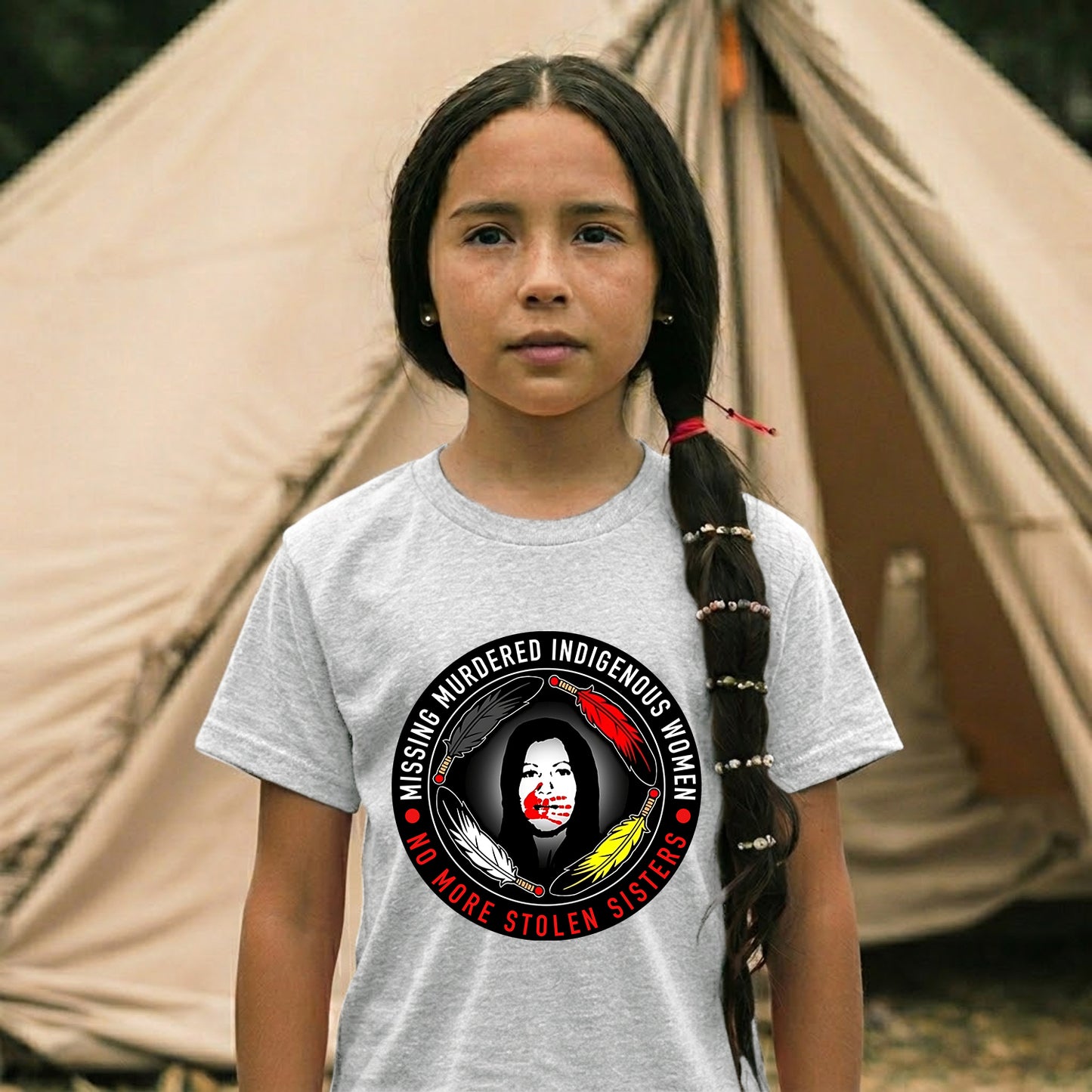 MMIW No More Stolen Sisters Feather Color Red Hand Unisex T-Shirt/Hoodie/Sweatshirt